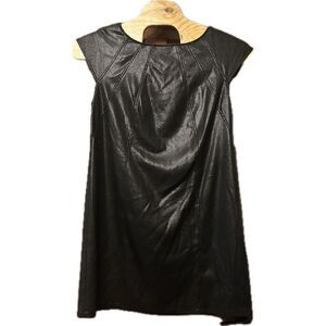 Donna Morgan Women 18W Back Zip Faux Leather Short Sleeve Dress Black Size‎ 18 W